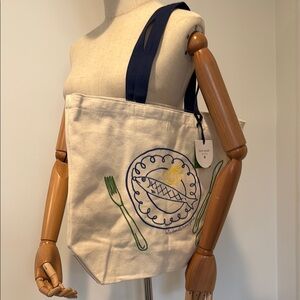 Kate Spade Cream and Blue Tote Bag